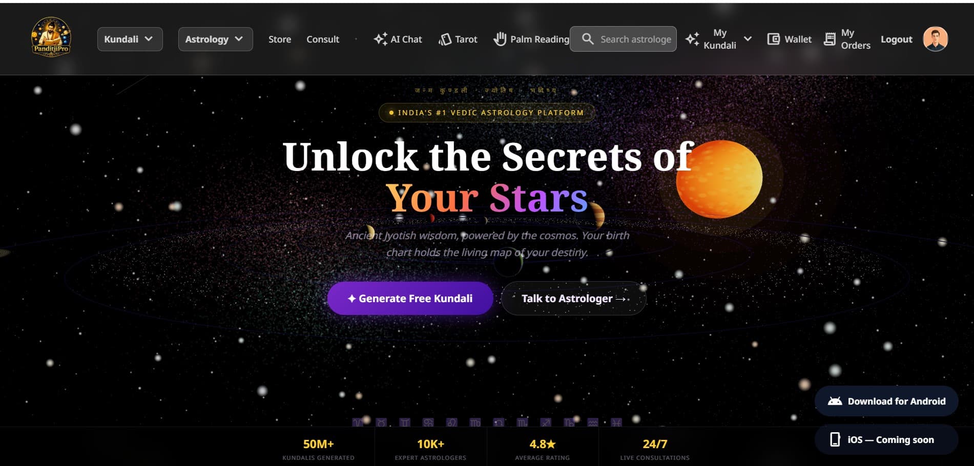 PanditJi Pro Vedic astrology home page
