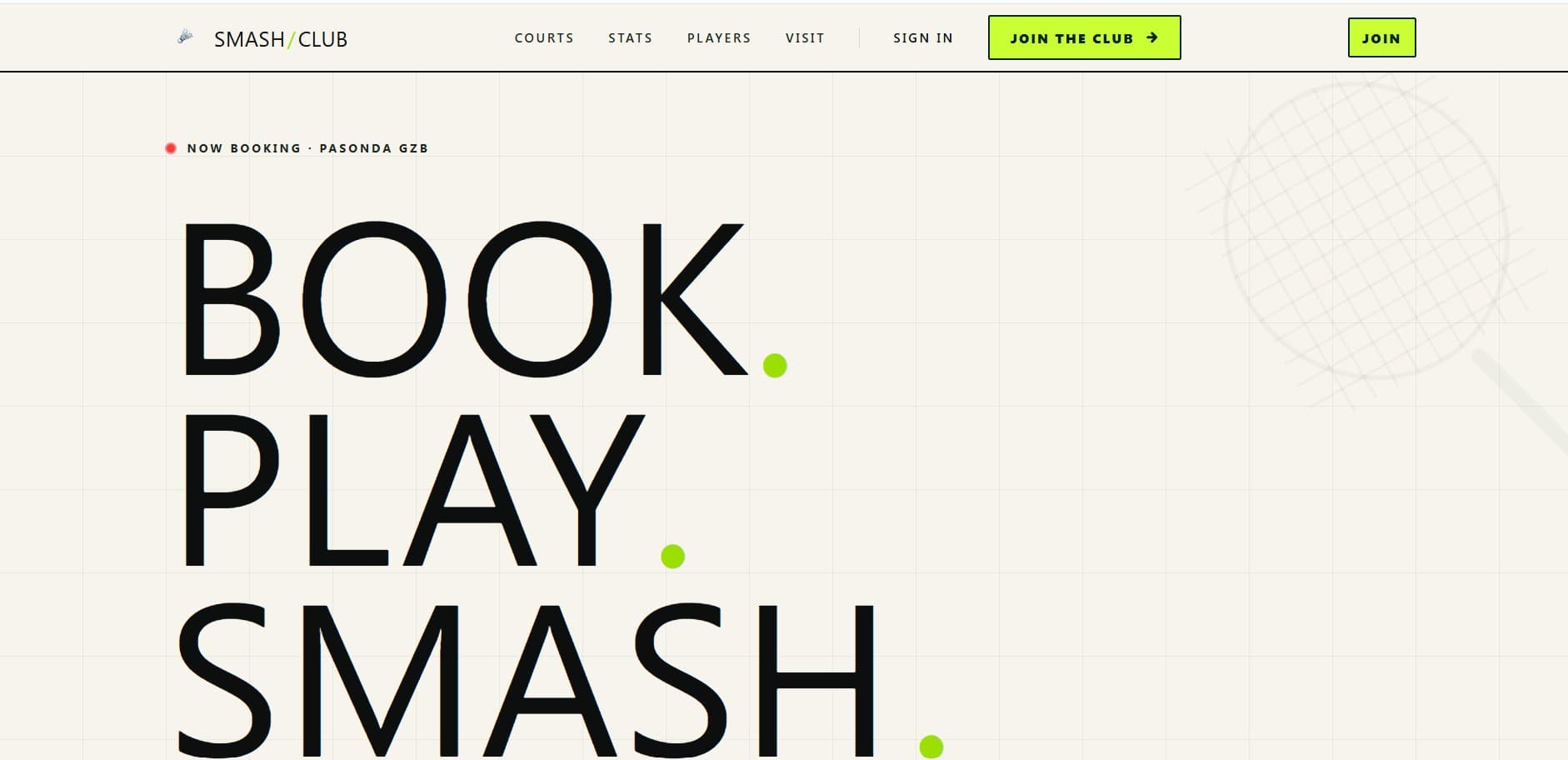 SmashClub home page